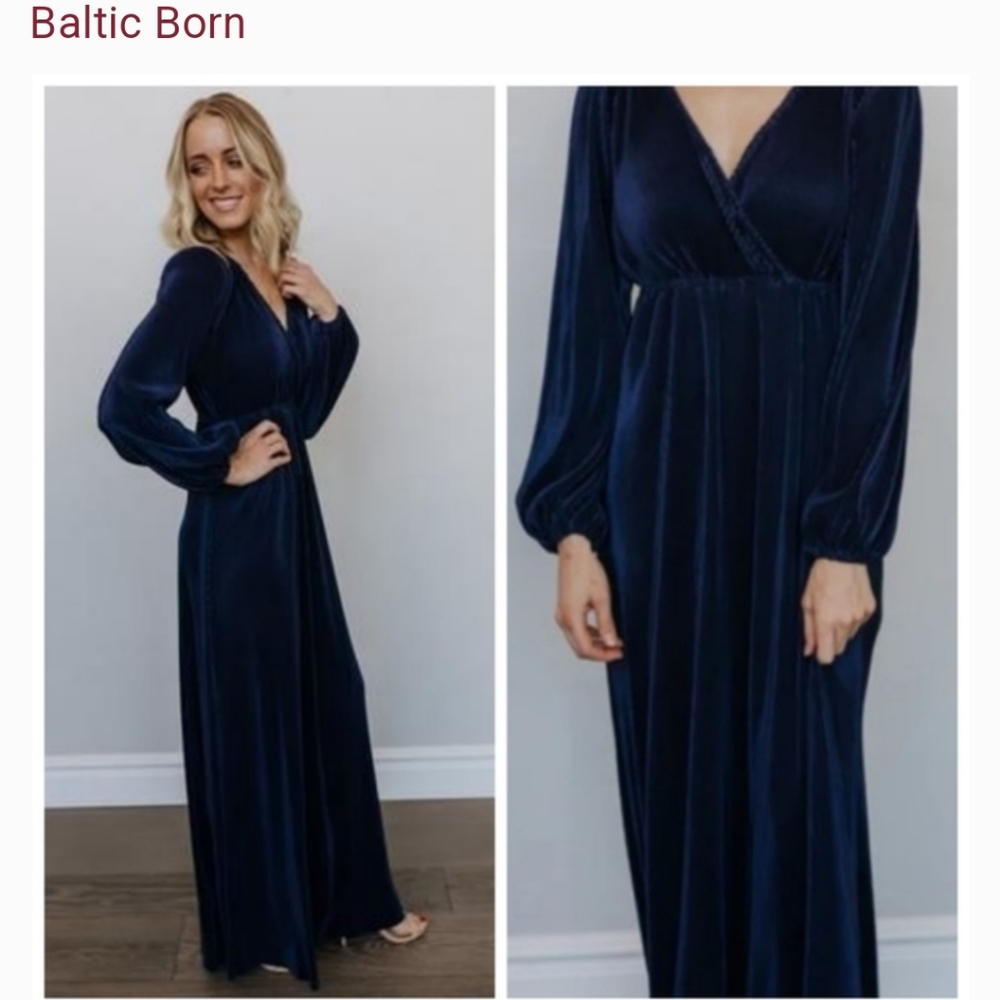 Baltic Born Venus Pleated Maxi Dress Navy